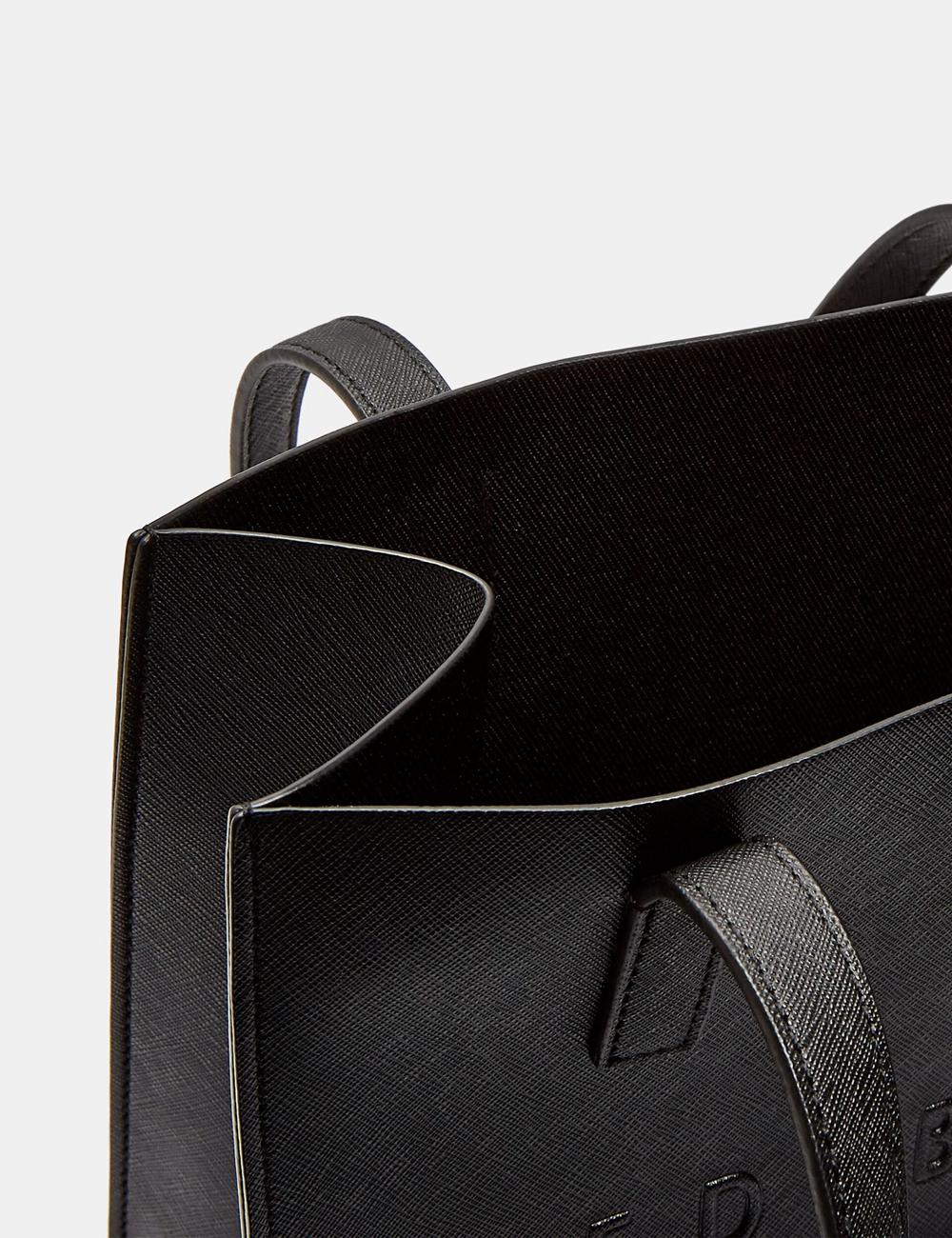 Sacs Fourre Tout Ted Baker SEACON - Textured Faux Leather Small Icon Femme Noir | Paris  34891-KIXU