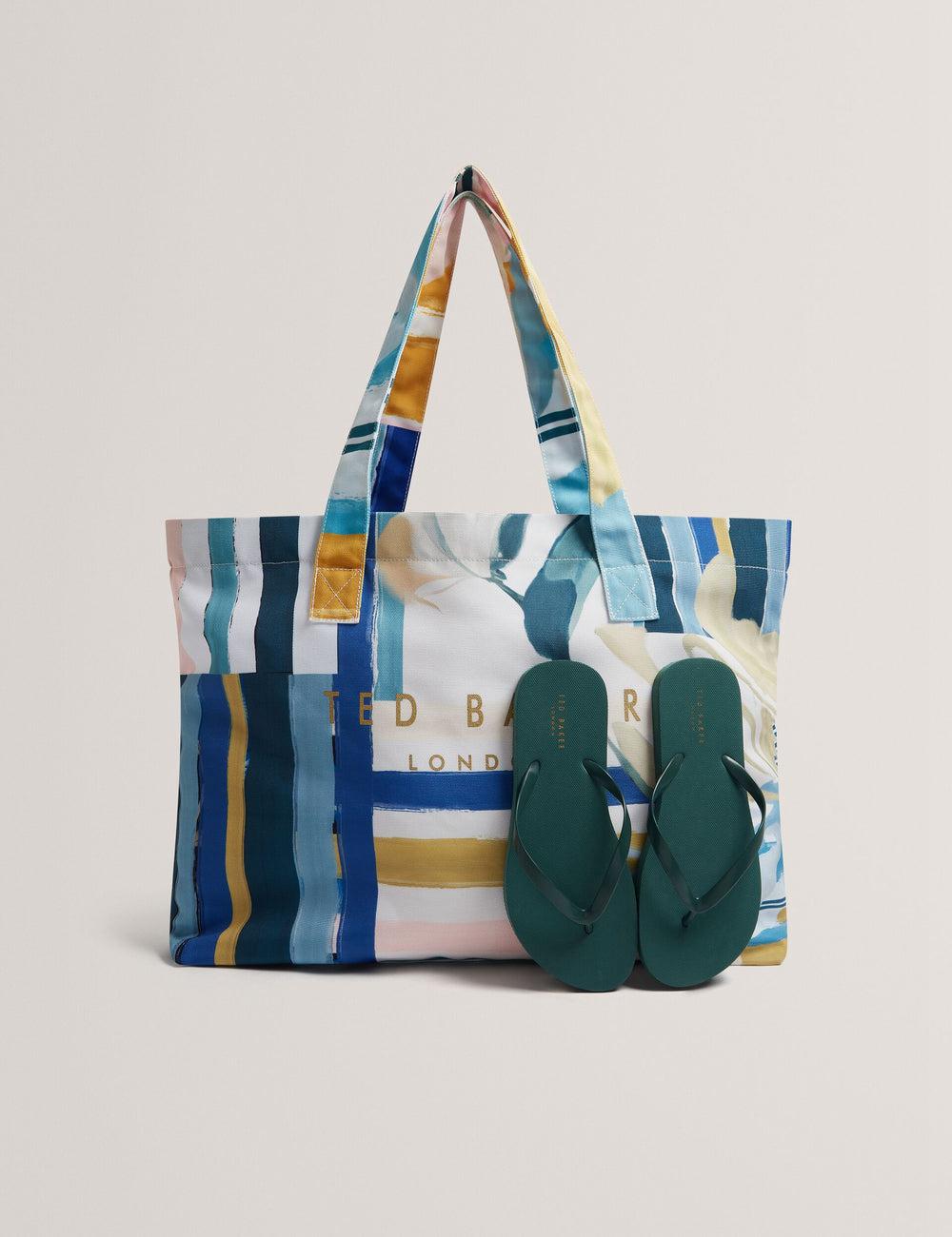 Sacs Fourre Tout Ted Baker SHELYSS - Printed Beach & Flip Flops Set Femme Vert | Paris  17594-BEOK