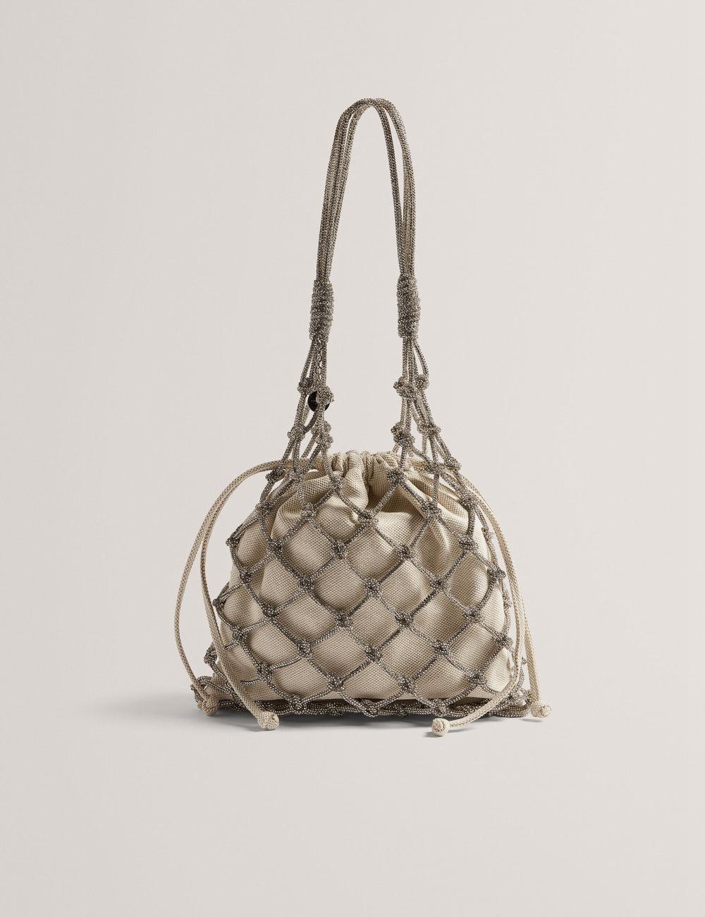 Sacs Seau Ted Baker KYLISA - Crystal Cage Top Handle Canvas Femme Argent | Paris  30791-BIYW