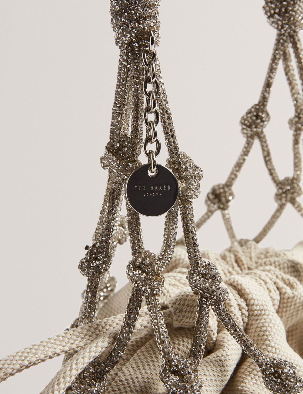 Sacs Seau Ted Baker KYLISA - Crystal Cage Top Handle Canvas Femme Argent | Paris  30791-BIYW