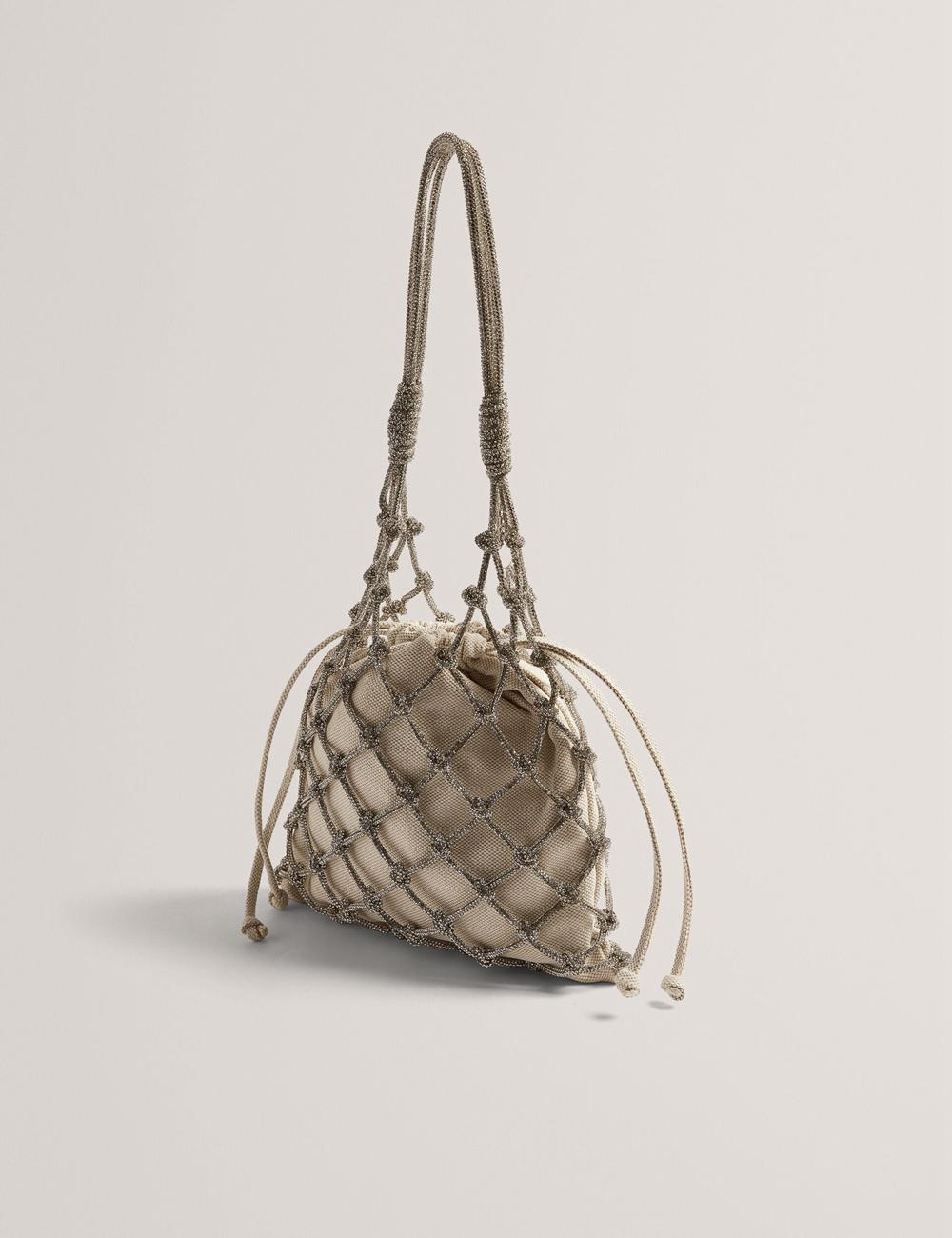 Sacs Seau Ted Baker KYLISA - Crystal Cage Top Handle Canvas Femme Argent | Paris  30791-BIYW