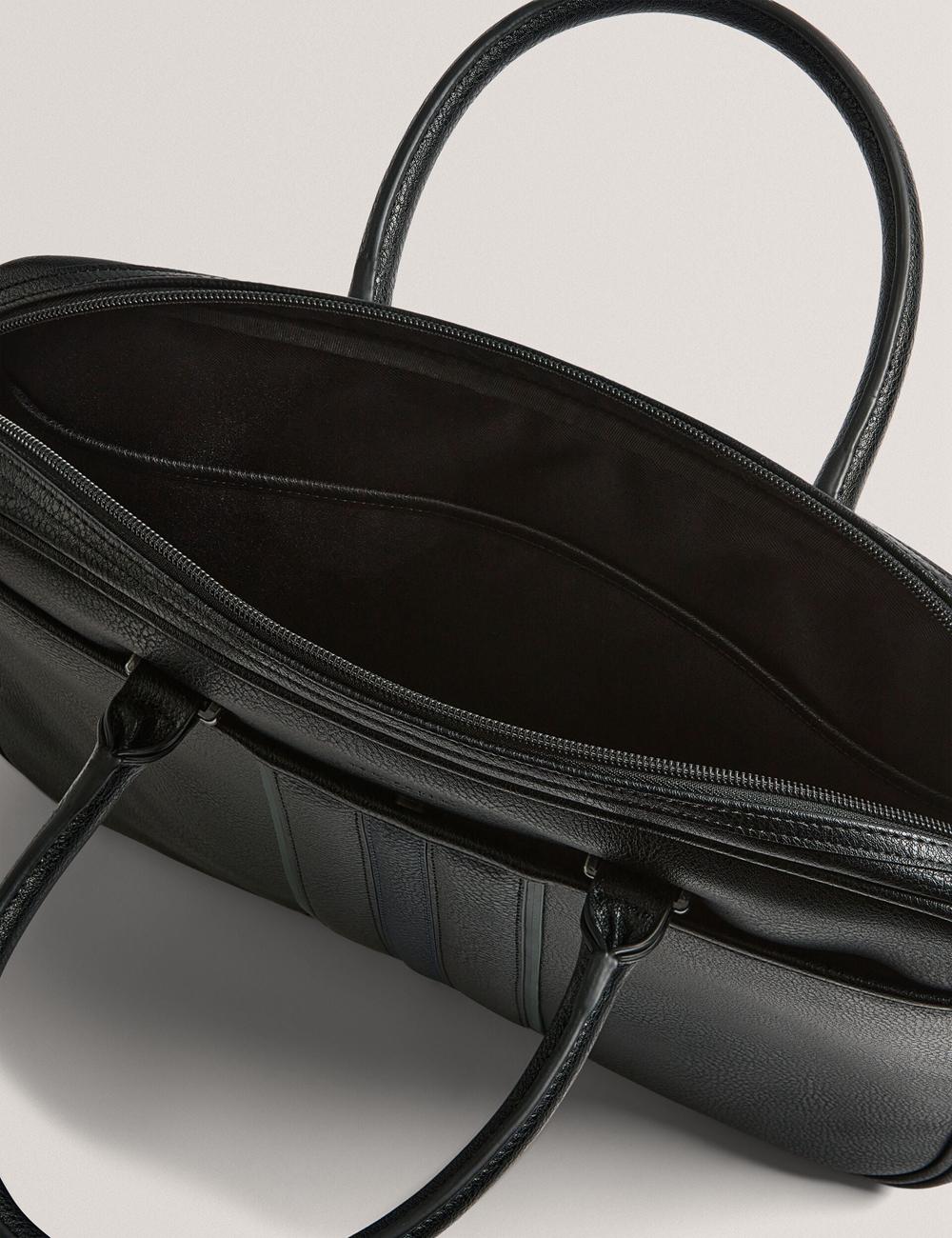 Sacs À Documents Ted Baker KENRIIK - Faux Leather Striped Panel Homme Noir | Paris  73421-KCPQ