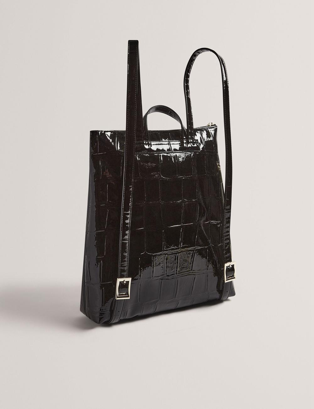 Sacs à Dos Ted Baker CROCLEE - Croc Effect Faux Leather Backpack Femme Noir | Paris  71048-BUAM