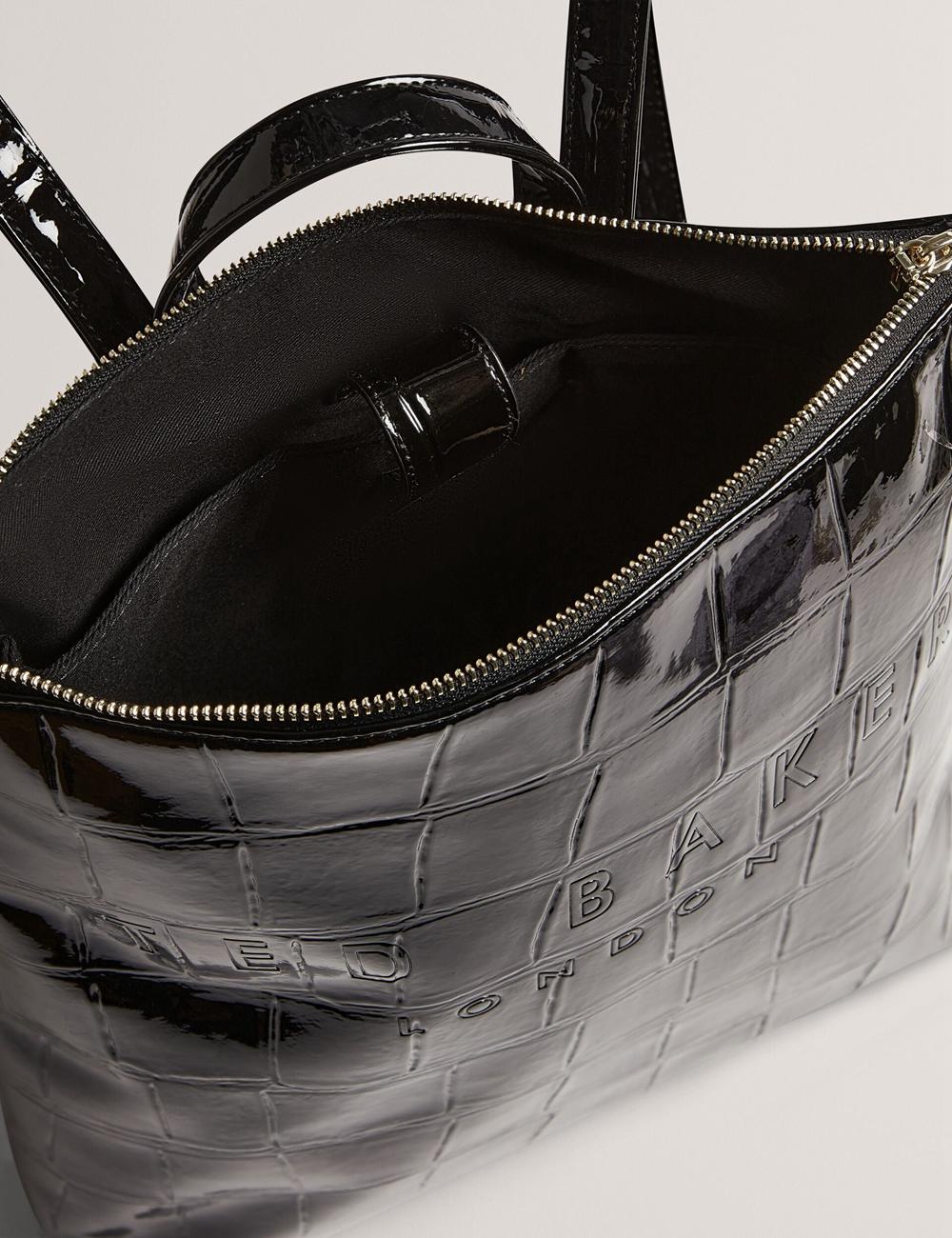 Sacs à Dos Ted Baker CROCLEE - Croc Effect Faux Leather Backpack Femme Noir | Paris  71048-BUAM