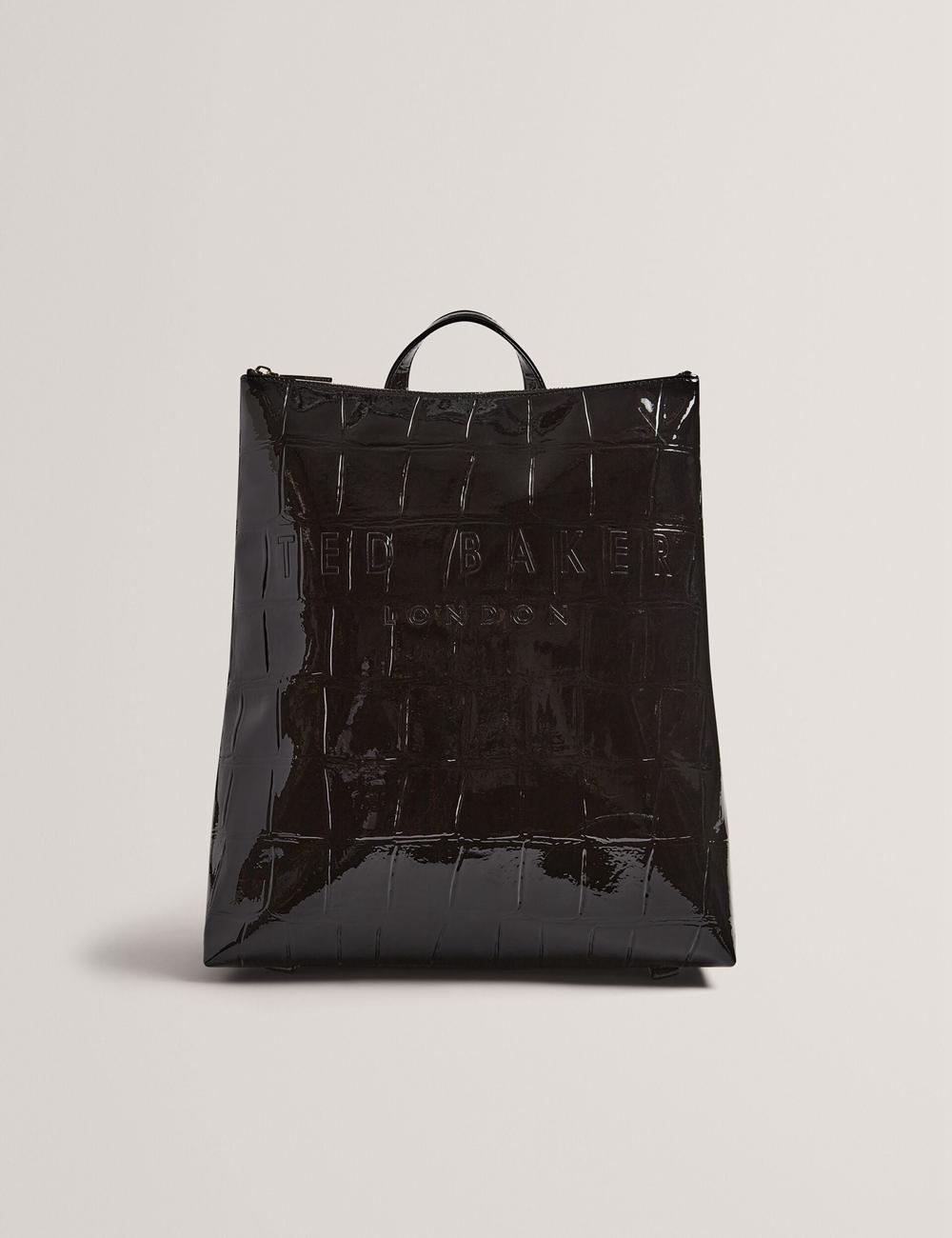 Sacs à Dos Ted Baker CROCLEE - Croc Effect Faux Leather Backpack Femme Noir | Paris  71048-BUAM