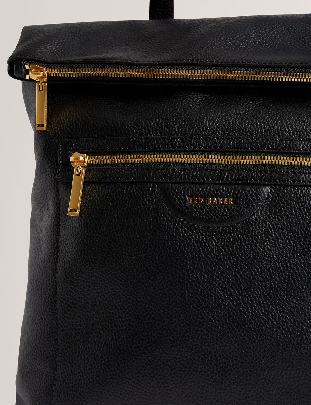 Sacs à Dos Ted Baker ESSAYA - Leather Webbing Strap Fold Over Femme Noir | Paris  24103-TOMQ