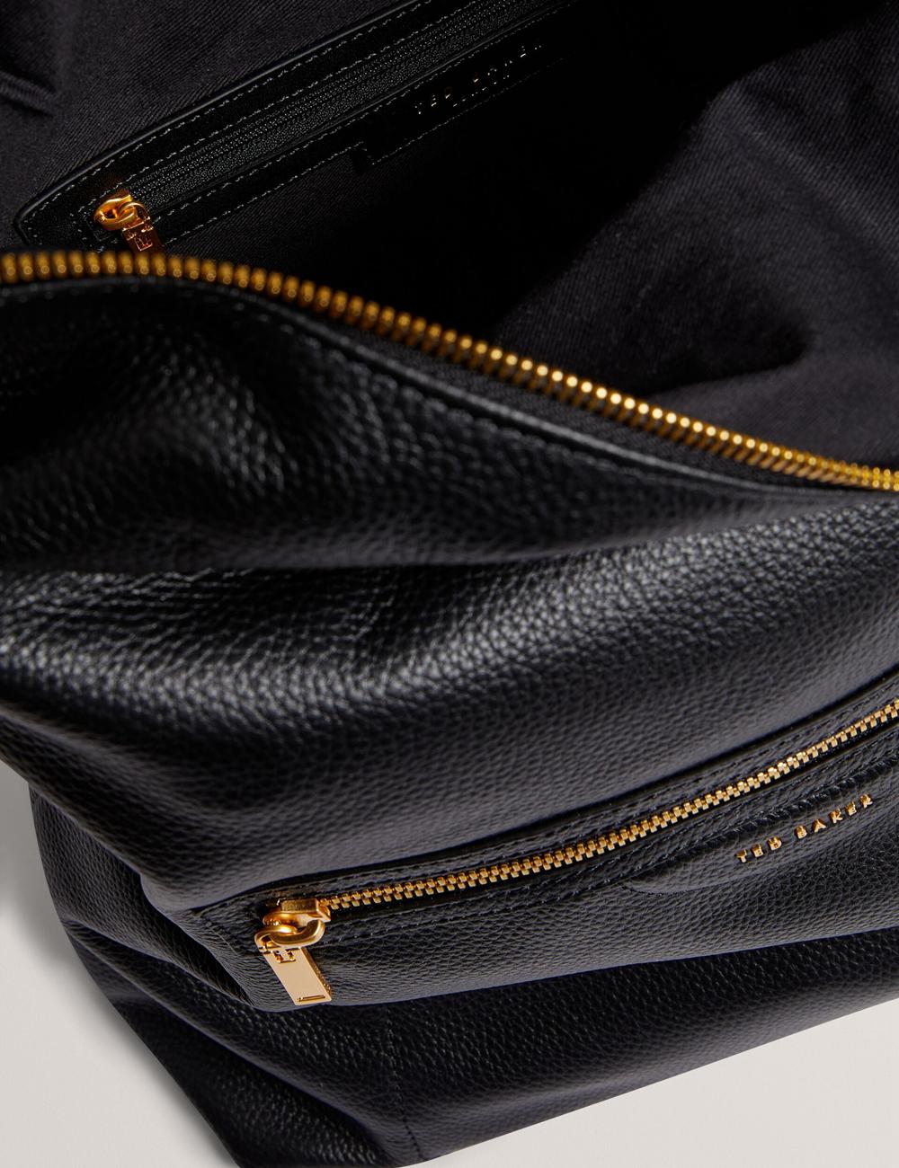 Sacs à Dos Ted Baker ESSAYA - Leather Webbing Strap Fold Over Femme Noir | Paris  24103-TOMQ