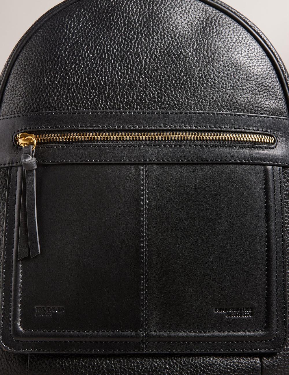 Sacs à Dos Ted Baker NISHAY - Leather Zip Pocket Laptop Femme Noir | Paris  52390-FJNK