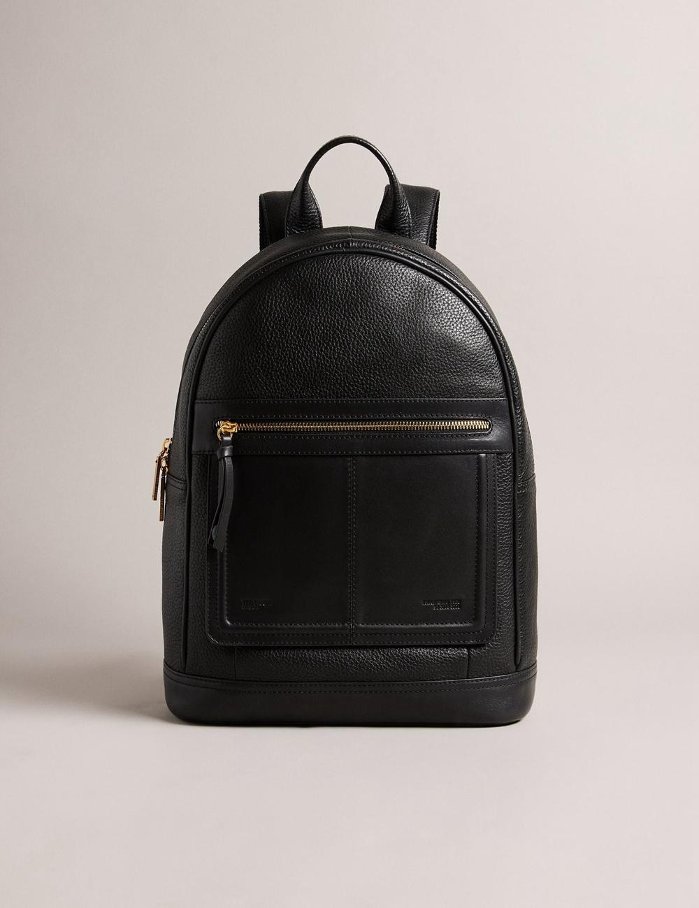 Sacs à Dos Ted Baker NISHAY - Leather Zip Pocket Laptop Femme Noir | Paris  52390-FJNK
