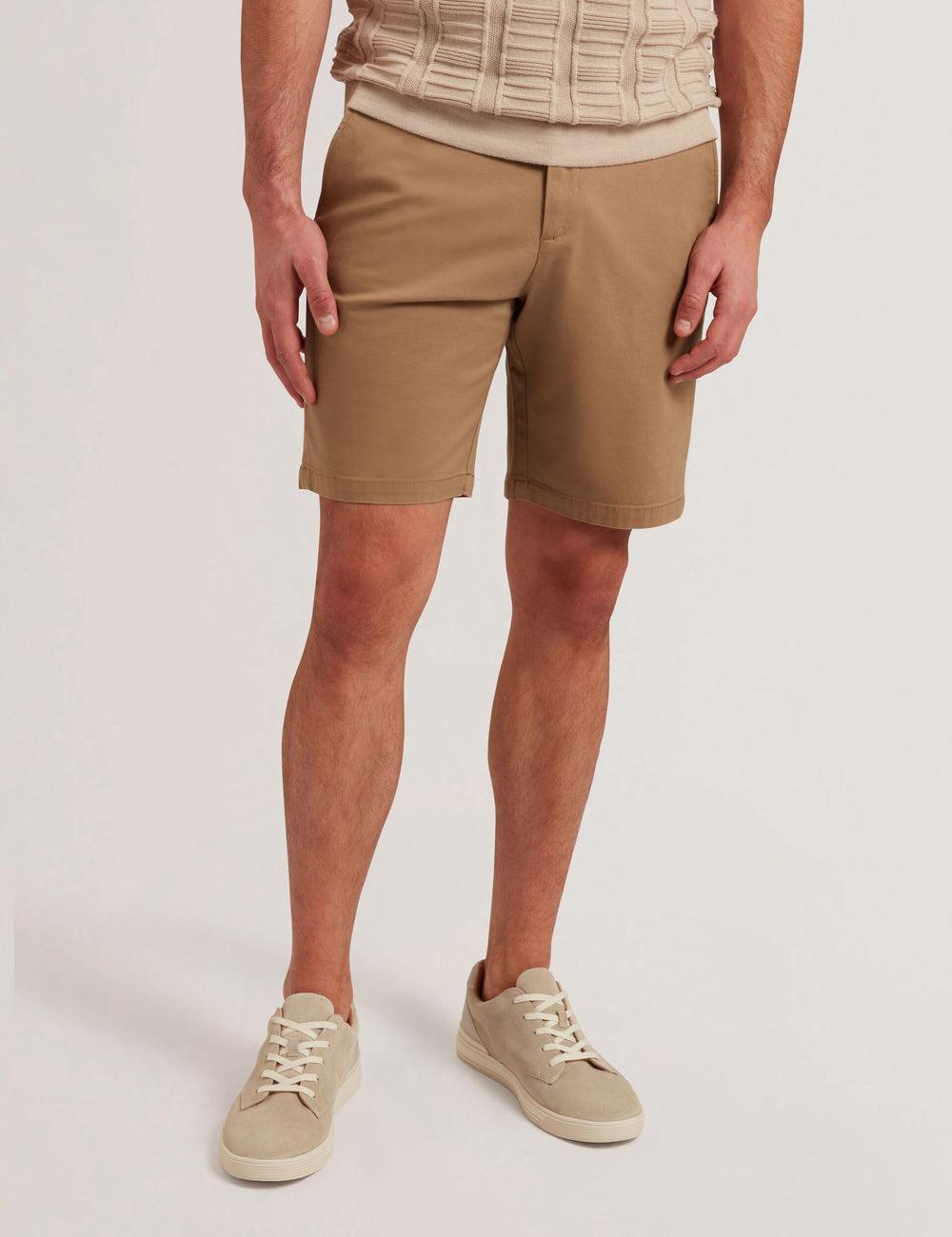 Short Ted Baker BARNHAM - Regular Fit Cotton Blend Chino Homme Tan | Paris  98063-SOEJ