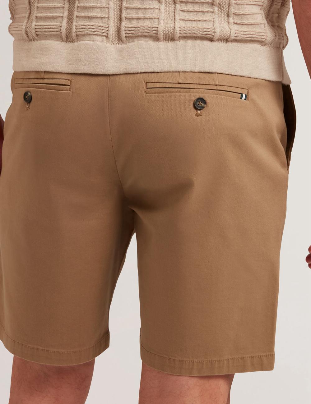Short Ted Baker BARNHAM - Regular Fit Cotton Blend Chino Homme Tan | Paris  98063-SOEJ