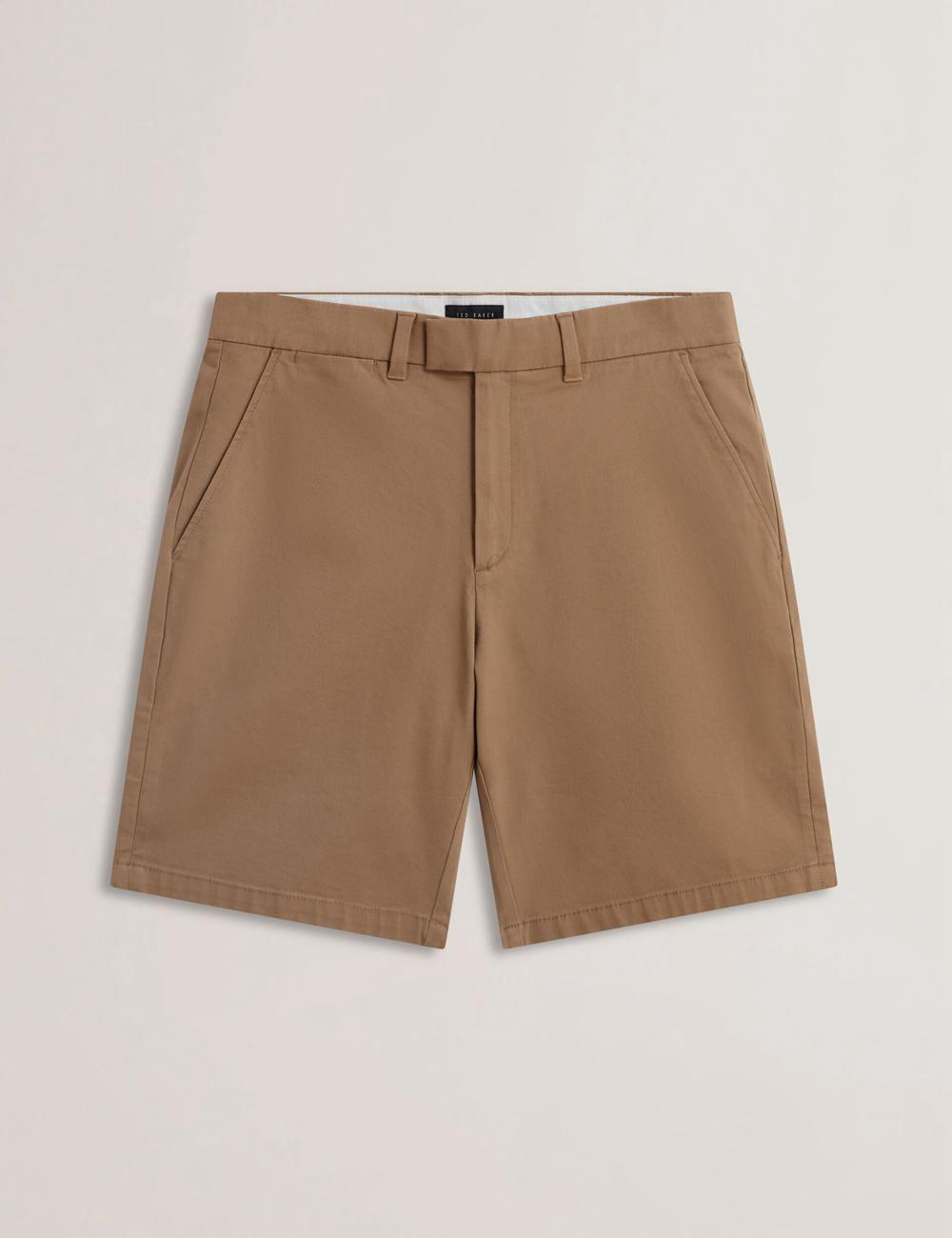 Short Ted Baker BARNHAM - Regular Fit Cotton Blend Chino Homme Tan | Paris  98063-SOEJ