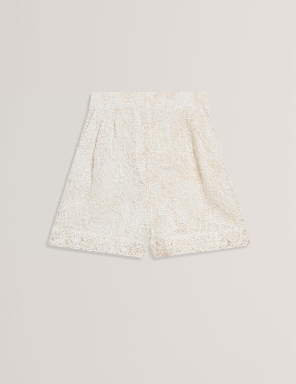 Short Ted Baker BOWIA - Lace High Waisted Tailored Femme Ivory | Paris  10584-OSAL
