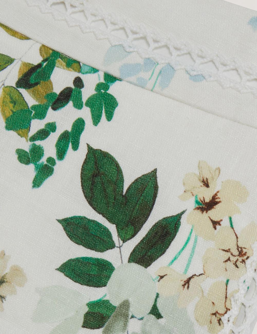 Short Ted Baker VYLLA - Floral High Waist Linen With Trim Detail Femme Blanche | Paris  78645-YPNT