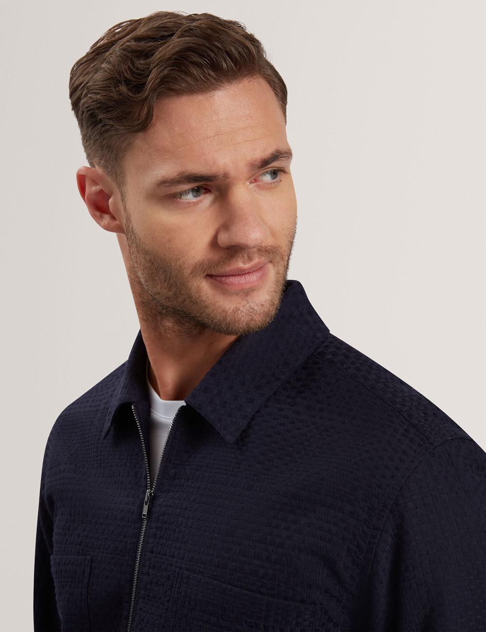 Surchemise Ted Baker KAILINS - Long Sleeve Zip-Through Cotton Overshirt Homme Bleu Marine | Paris  94578-EMOH