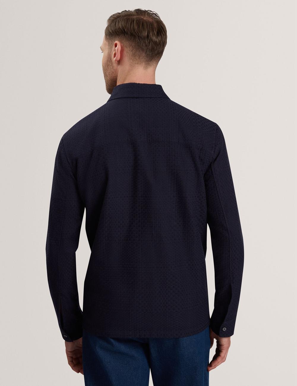 Surchemise Ted Baker KAILINS - Long Sleeve Zip-Through Cotton Overshirt Homme Bleu Marine | Paris  94578-EMOH