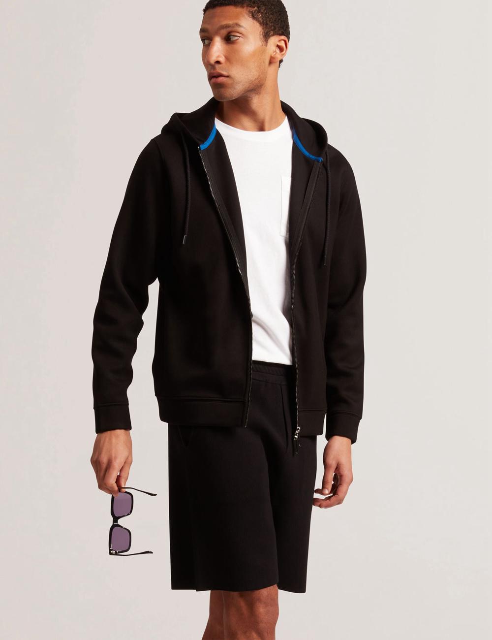 Sweat a Capuche Ted Baker EPIO - Zip Through Neoprene Homme Noir | Paris  60837-BIGR