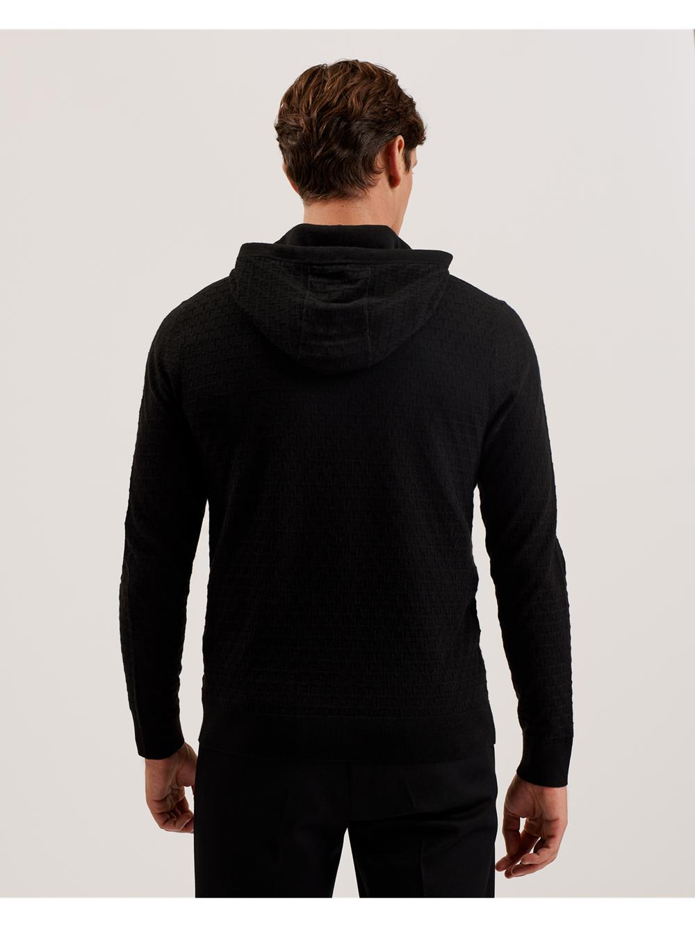 Sweat a Capuche Ted Baker LOULAR - Textured T Knit Wool Blend Homme Noir | Paris  97680-OXJB
