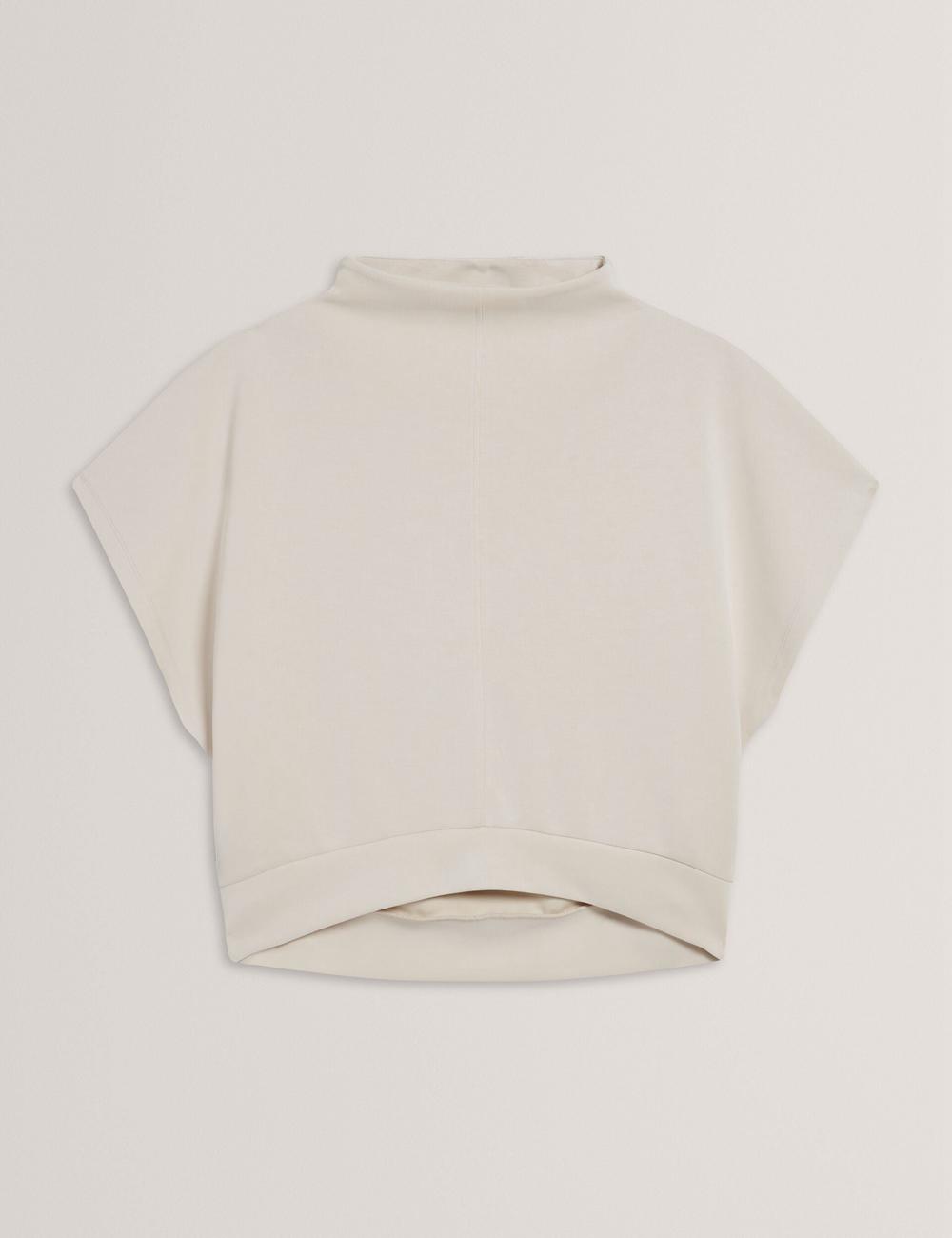 Sweats Ted Baker HALIYY - Funnel Neck Boxy Short Sleeve Femme Ivory | Paris  83290-GCTE