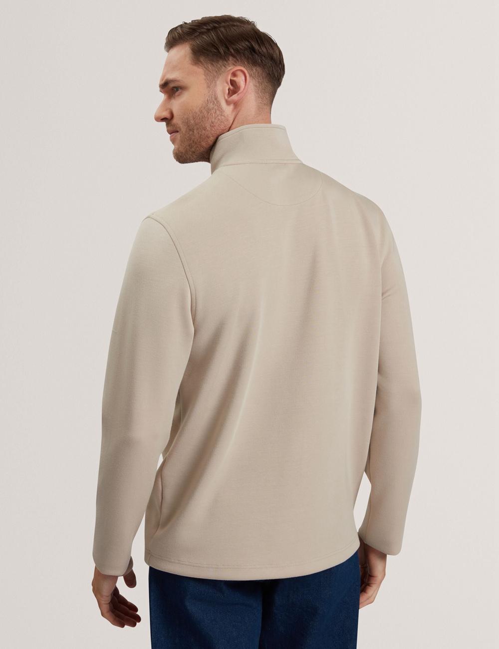 Sweats Ted Baker SIMONEA - Textured Panel Half-Zip Modal Homme Taupe | Paris  12458-WDFT