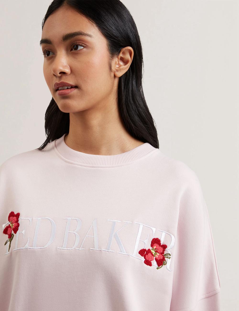 Sweats Ted Baker STIILA - Embroidered Logo Pure Cotton Femme Rose | Paris  02185-NPCK