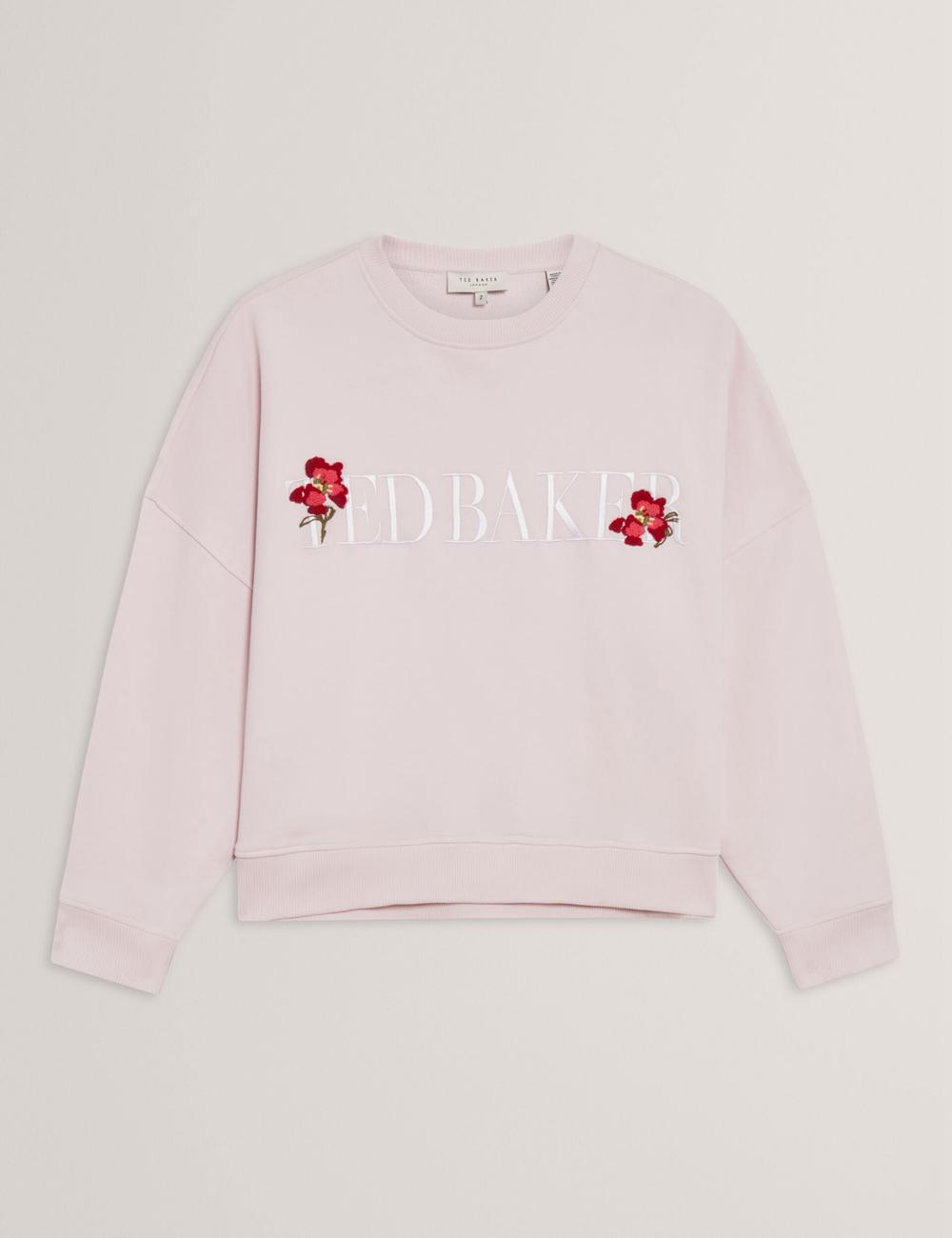Sweats Ted Baker STIILA - Embroidered Logo Pure Cotton Femme Rose | Paris  02185-NPCK