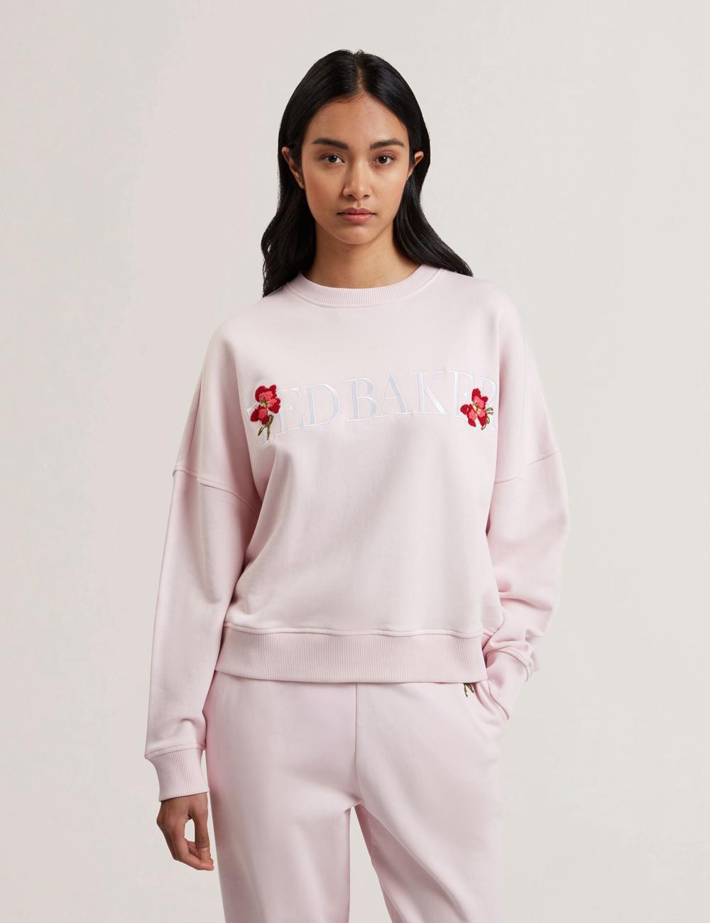 Sweats Ted Baker STIILA - Embroidered Logo Pure Cotton Femme Rose | Paris  02185-NPCK
