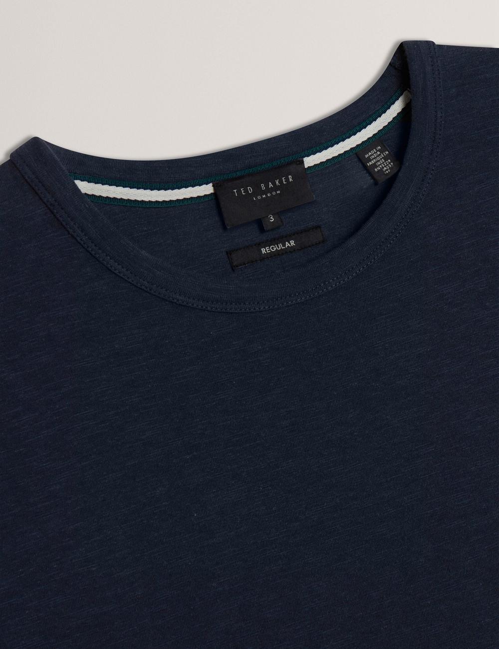 T Shirts Ted Baker BARTOL - Regular Cotton Linen Crew Neck Homme Bleu Marine | Paris  70398-BEUY