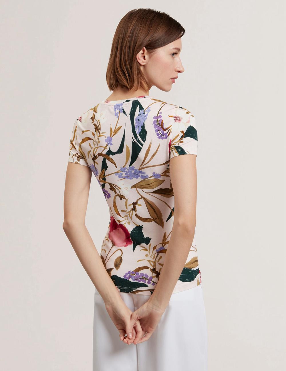 T Shirts Ted Baker BELLIEA - Painted Floral Print Slim Fit Femme Rose | Paris  23549-WLCS