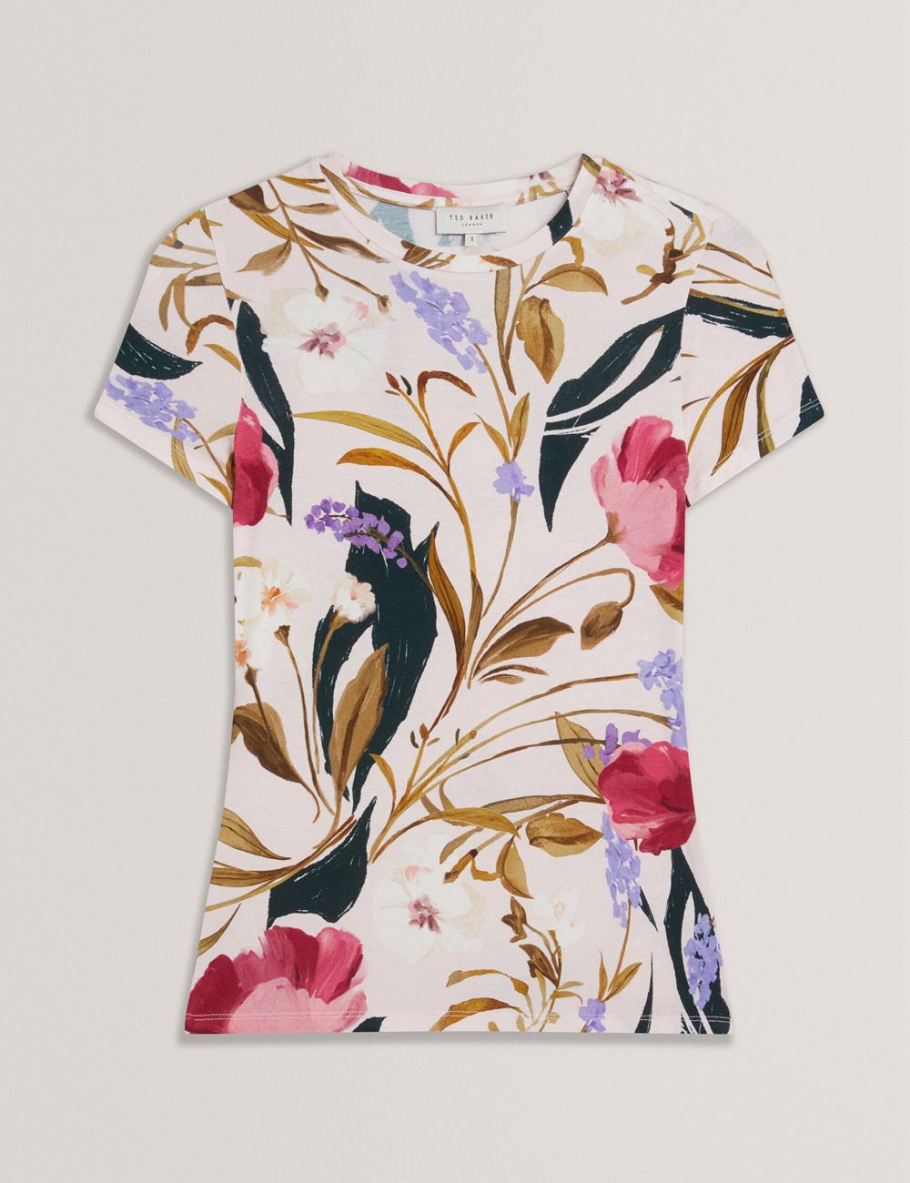 T Shirts Ted Baker BELLIEA - Painted Floral Print Slim Fit Femme Rose | Paris  23549-WLCS