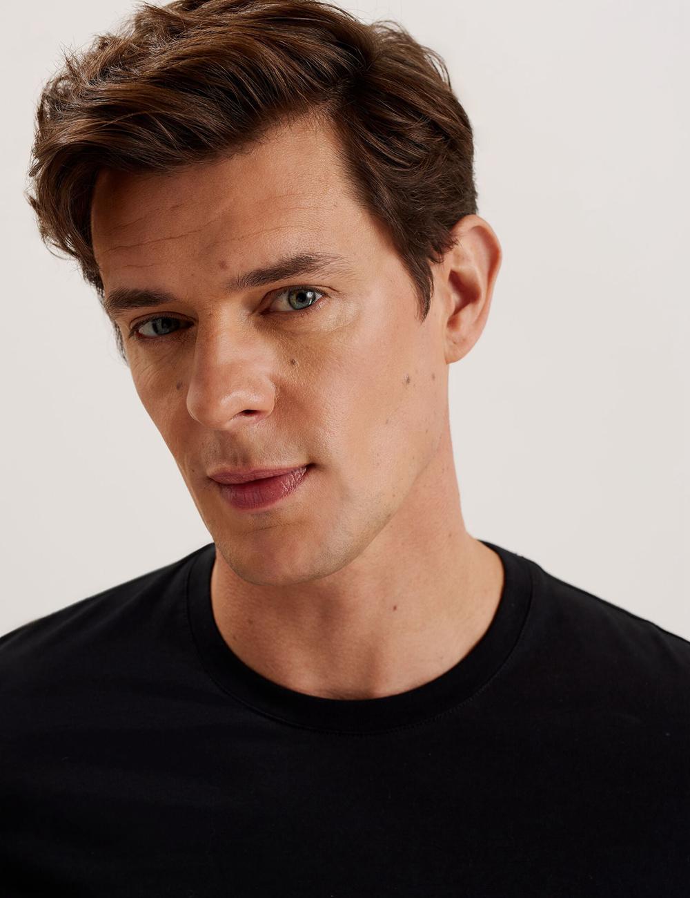 T Shirts Ted Baker BEXLI - Regular Fit Long Sleeve Cotton Homme Noir | Paris  76081-BJFH