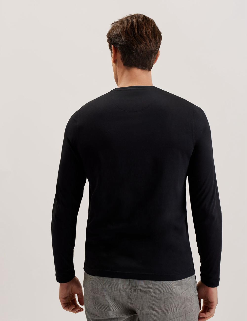 T Shirts Ted Baker BEXLI - Regular Fit Long Sleeve Cotton Homme Noir | Paris  76081-BJFH