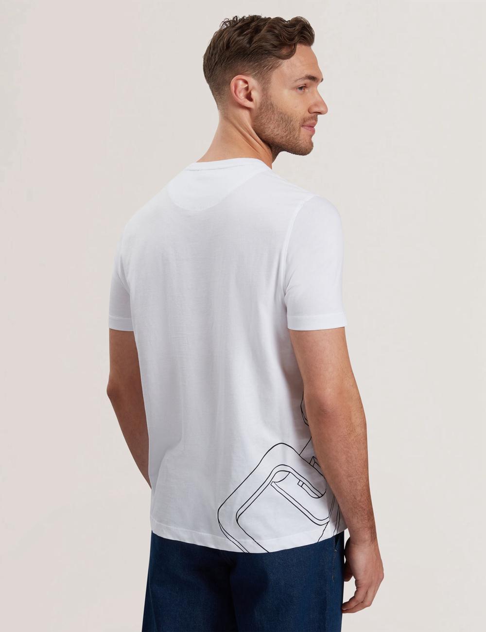 T Shirts Ted Baker CRAIGEY - Logo Graphic Crew Neck Cotton Homme Blanche | Paris  23654-YDWZ