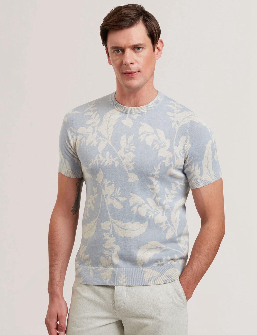 T Shirts Ted Baker DENNIO - Short Sleeve Printed Floral Homme Bleu | Paris  10873-BPOS