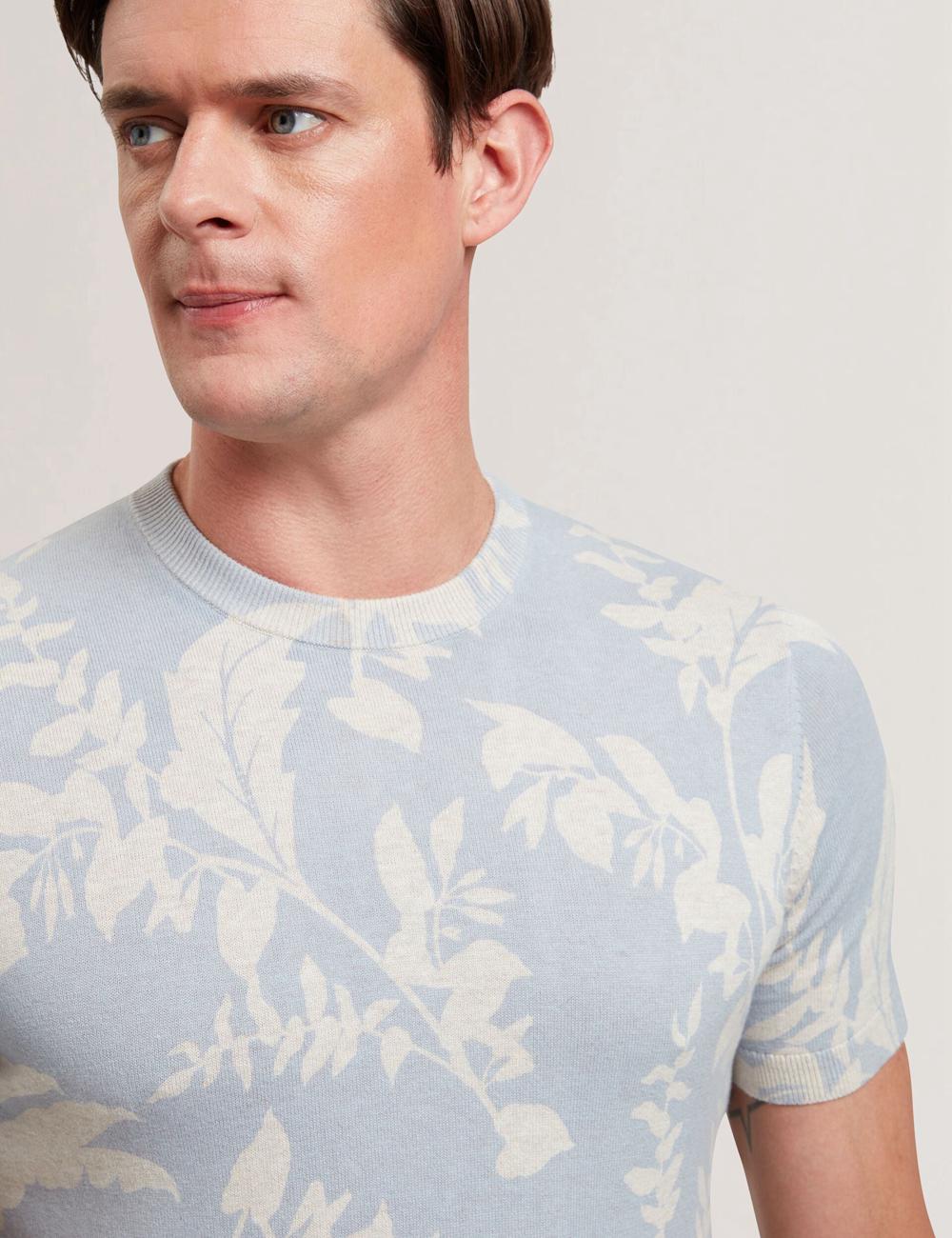 T Shirts Ted Baker DENNIO - Short Sleeve Printed Floral Homme Bleu | Paris  10873-BPOS