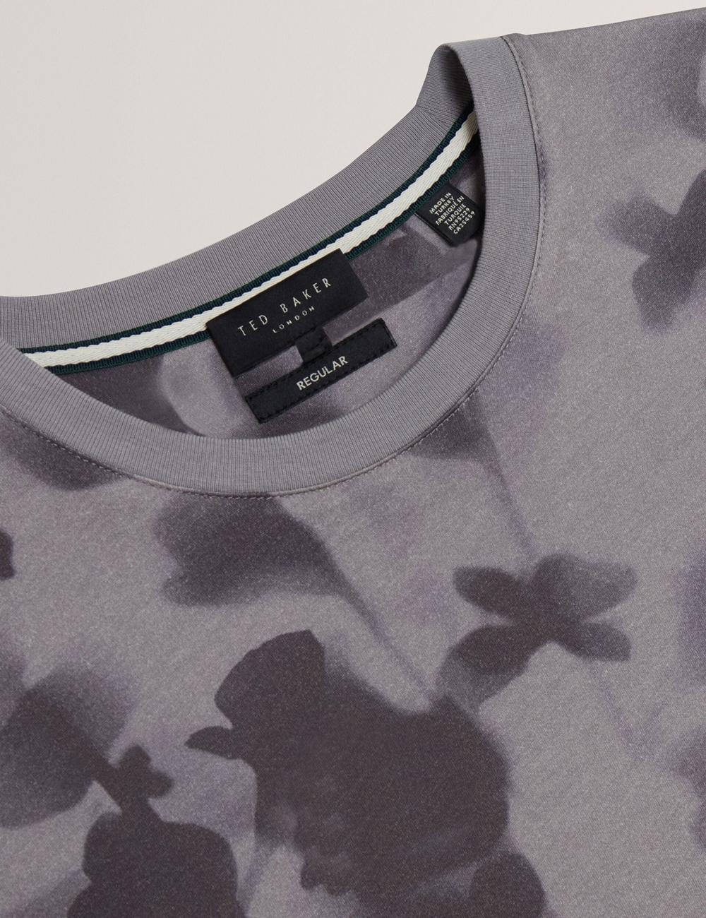 T Shirts Ted Baker DENNISS - Monochrome Floral Print Cotton Homme Grise | Paris  34172-ALRZ