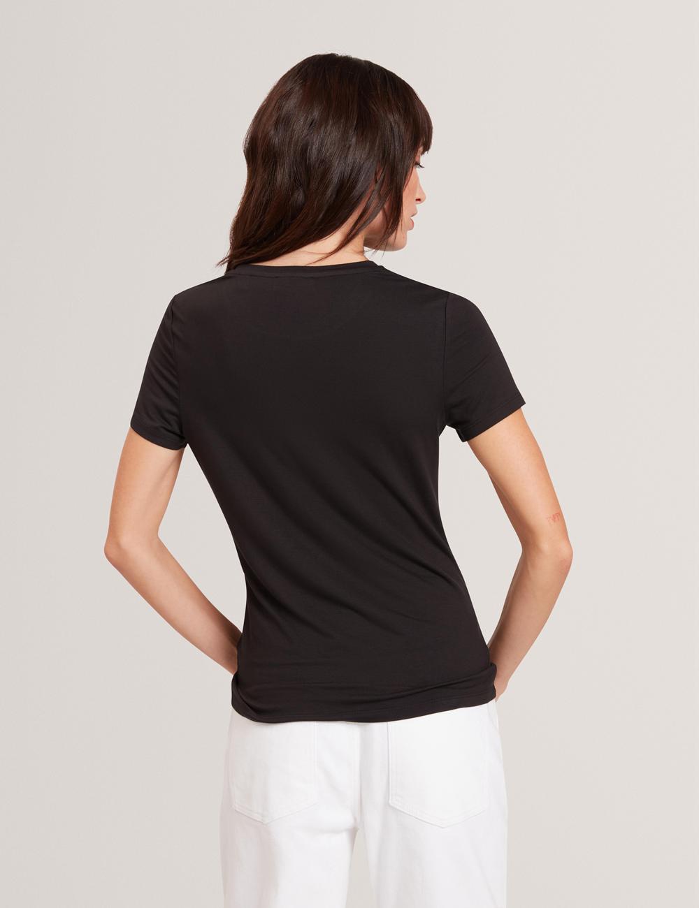 T Shirts Ted Baker GORGAA - Floral Graphic Fitted Short Sleeve Femme Noir | Paris  91857-GXZI