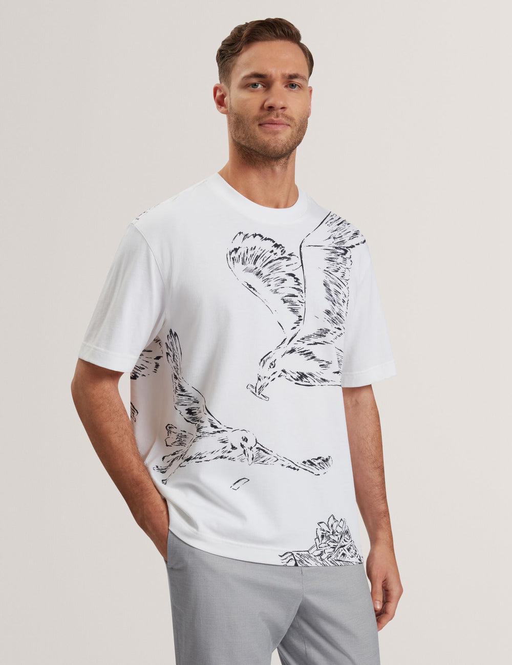 T Shirts Ted Baker JAMESIO - Short Sleeve Graphic Seagull Homme Blanche | Paris  53814-VLTI