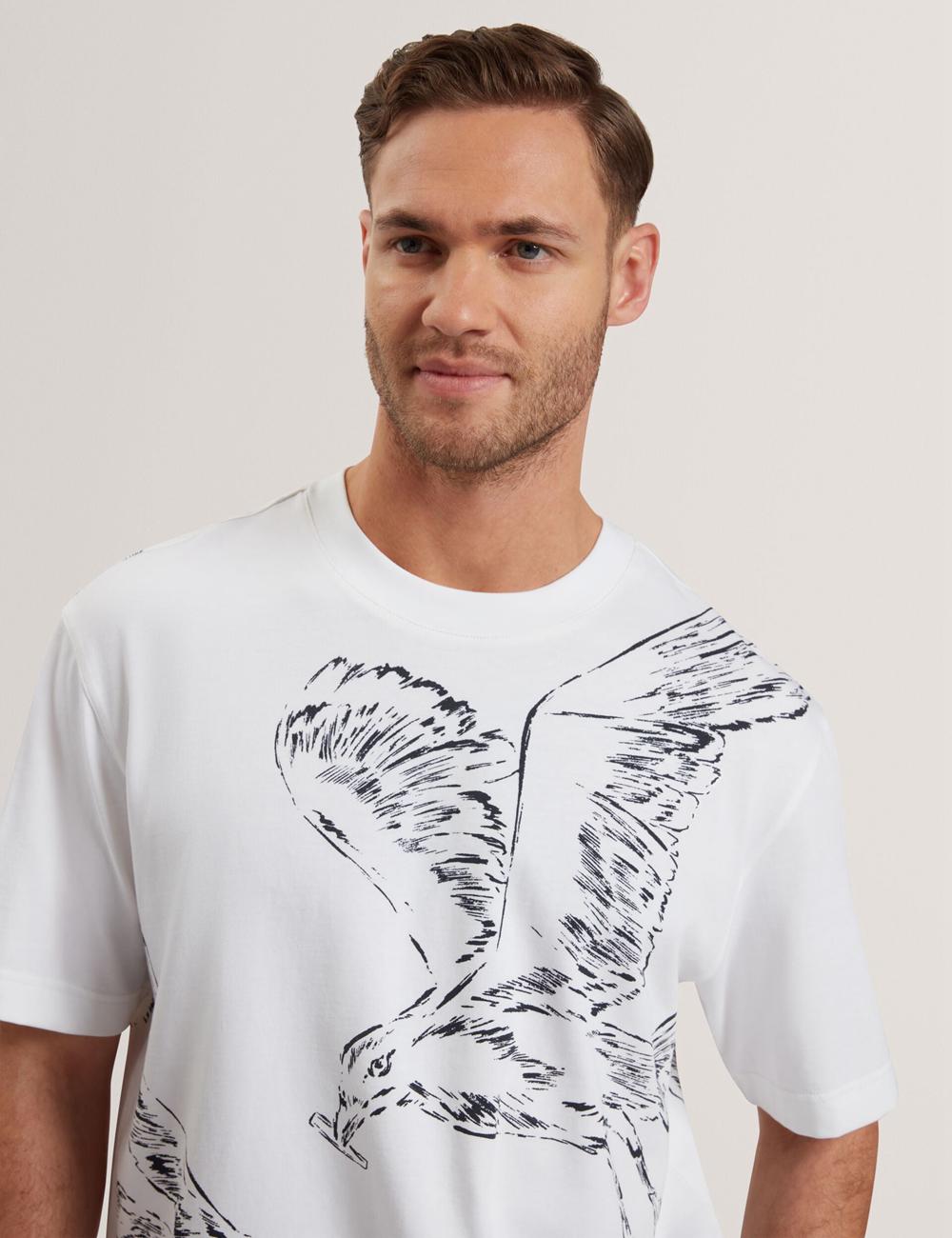 T Shirts Ted Baker JAMESIO - Short Sleeve Graphic Seagull Homme Blanche | Paris  53814-VLTI