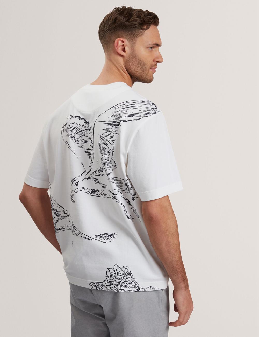 T Shirts Ted Baker JAMESIO - Short Sleeve Graphic Seagull Homme Blanche | Paris  53814-VLTI