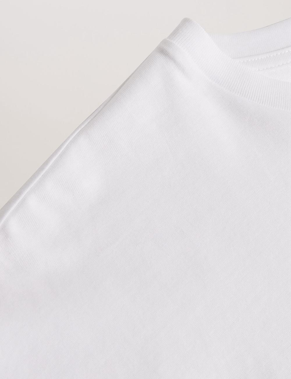 T Shirts Ted Baker MALORRY - Embroidered Logo Boxy Cotton Femme Blanche | Paris  81042-NVHI