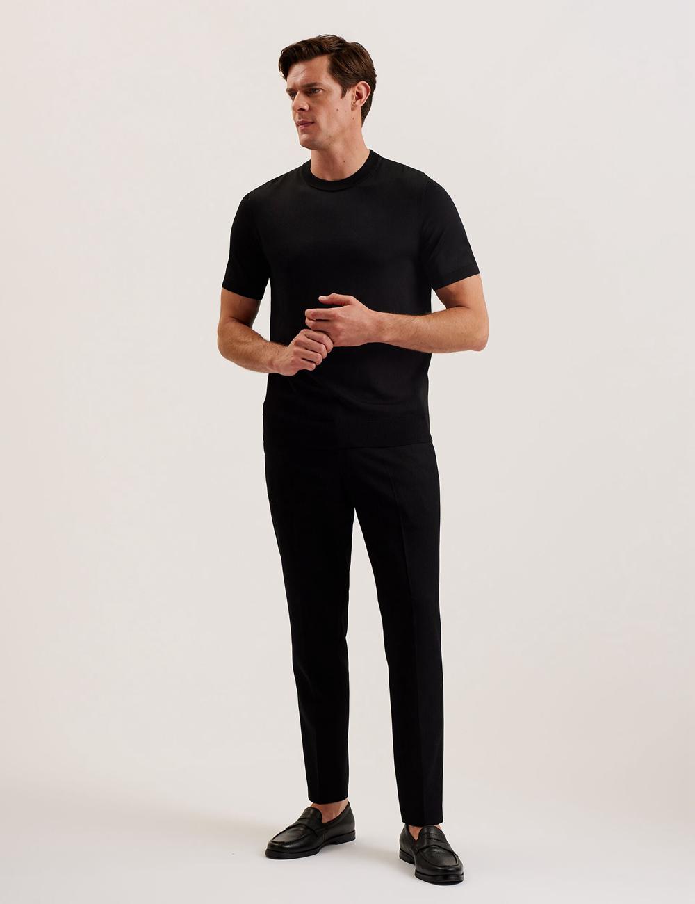 T Shirts Ted Baker REYON - Rayon Crew Neck Short Sleeve Homme Noir | Paris  01827-DWOZ