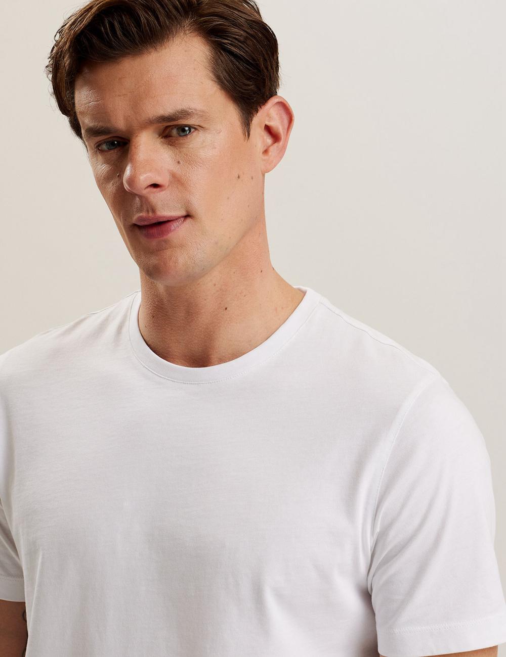T Shirts Ted Baker TYWINN - Classic Crew Neck Cotton Homme Blanche | Paris  19745-PDLM