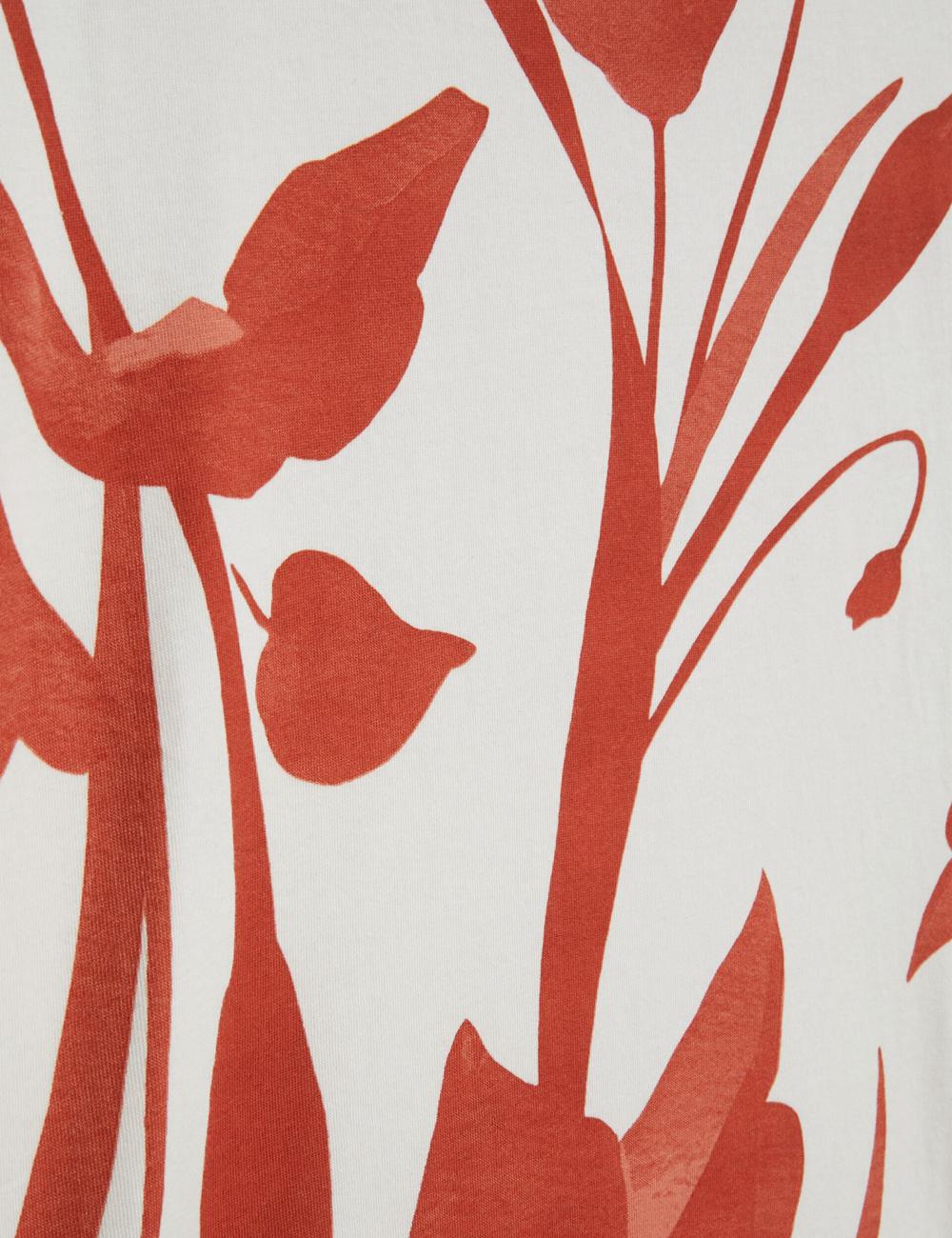T Shirts Ted Baker YIANNOS - Floral Print Heavyweight Cotton Homme Rouge | Paris  48659-CKDO