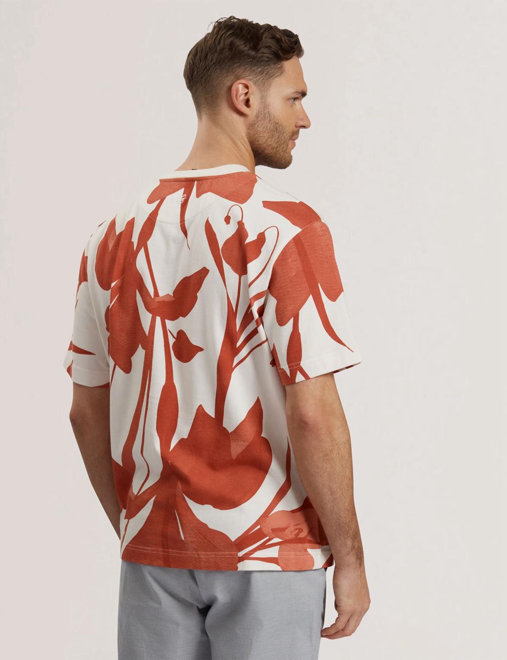 T Shirts Ted Baker YIANNOS - Floral Print Heavyweight Cotton Homme Rouge | Paris  48659-CKDO