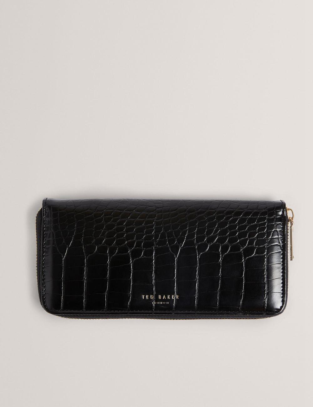 Trousse De Toilette Ted Baker ABBYYI - Croc Effect Slim Travel Jewellery Case Femme Noir | Paris  74081-XKIQ