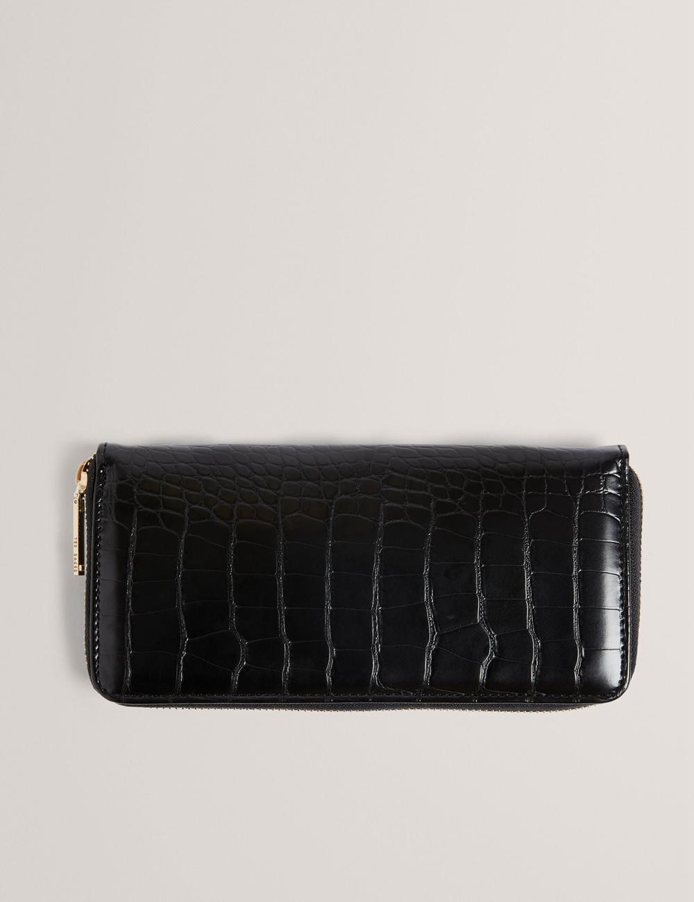 Trousse De Toilette Ted Baker ABBYYI - Croc Effect Slim Travel Jewellery Case Femme Noir | Paris  74081-XKIQ