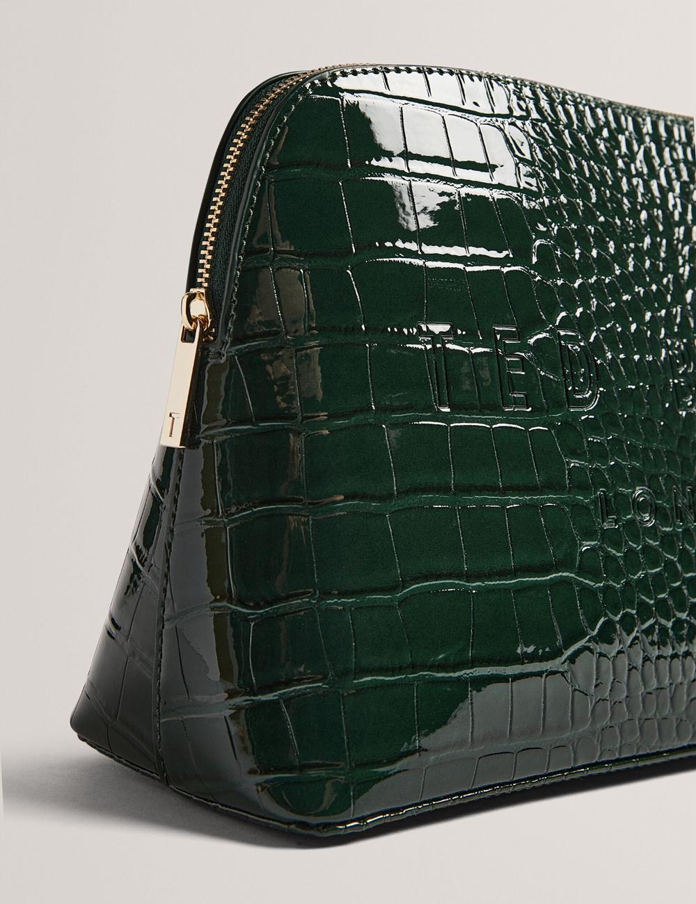 Trousse De Toilette Ted Baker CROCANA - Croc Texture Faux Leather Femme Vert | Paris  06245-SQNO
