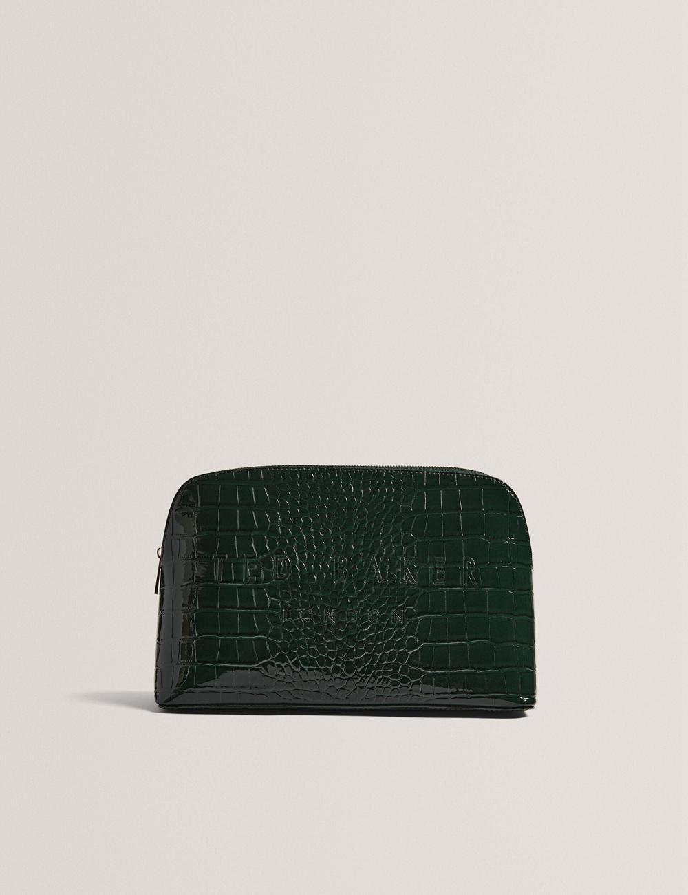 Trousse De Toilette Ted Baker CROCANA - Croc Texture Faux Leather Femme Vert | Paris  06245-SQNO