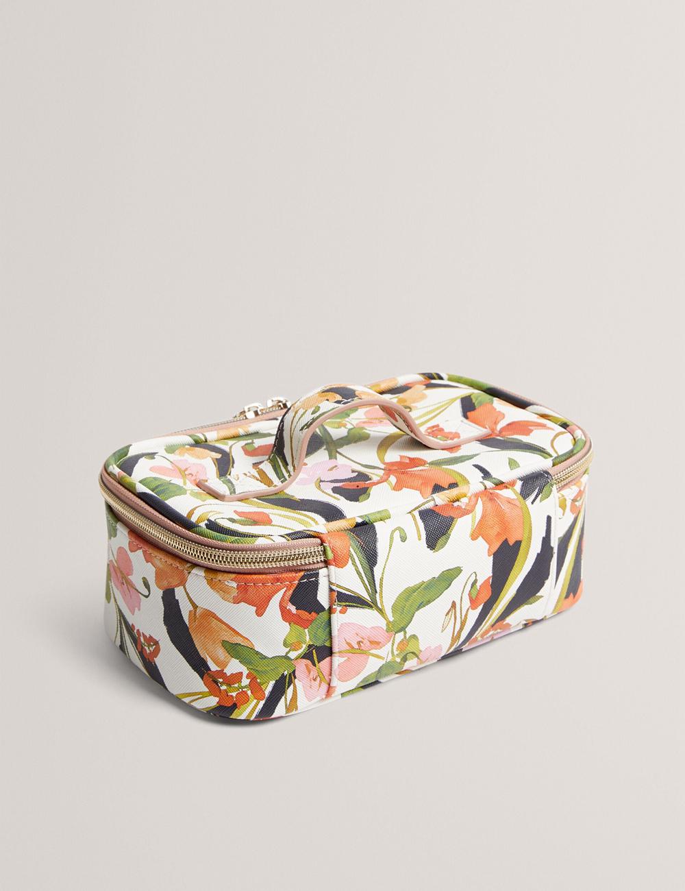 Trousse De Toilette Ted Baker LOUIAA - Floral Printed Small Top Handle Femme Blanche | Paris  21640-IKGF